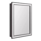 Head West 22"x30" Stylish Brushed Black Sleek Metro Beaded Medicine Cabinet with Mirror