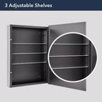 Armoire à pharmacie avec miroir de 22"x30", élégante, brossée noire, au design épuré, avec perles