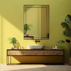 Armoire à pharmacie avec miroir de 22"x30", élégante, brossée noire, au design épuré, avec perles