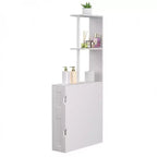 VECELO Narrow Bathroom Storage Cabinet, Slim Bathroom Storage Organizer with 2 Open Shelves & Door, Freestanding Floor Cabinet for Small Spaces, White