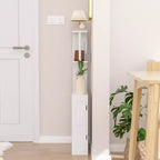 Meuble de rangement de salle de bain étroit, Organisateur de salle de bain mince avec 2 étagères ouvertes et une porte, Meuble de sol autoportant pour petits espaces, Blanc