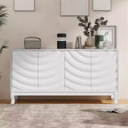 59 Sideboard Buffet Cabinet, Wood Storage Cabinet with Adjustable Shelf, Four Door Coffee Bar Cabinet, Console Cabinet for Living Room Hallway