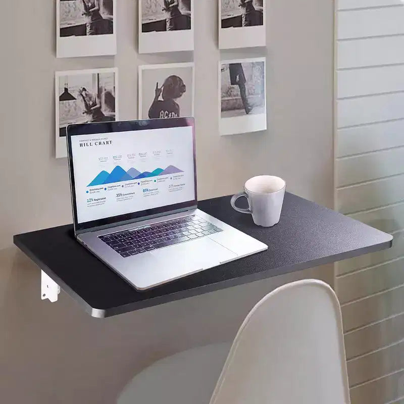 Bureau d'ordinateur mural flottant, gain de place, pour bureau à domicile ou étude, noir