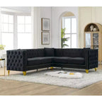 Canapé d'angle en velours de 82,2 pouces, canapé d'angle en forme de L, canapé d'angle 5 places avec 3 coussins pour salon, chambre, appartement, bureau