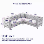 Canapé d'angle en velours de 82,2 pouces, canapé d'angle en forme de L, canapé d'angle 5 places avec 3 coussins pour salon, chambre, appartement, bureau