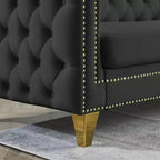 Canapé d'angle en velours de 82,2 pouces, canapé d'angle en forme de L, canapé d'angle 5 places avec 3 coussins pour salon, chambre, appartement, bureau