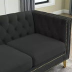 Canapé d'angle en velours de 82,2 pouces, canapé d'angle en forme de L, canapé d'angle 5 places avec 3 coussins pour salon, chambre, appartement, bureau