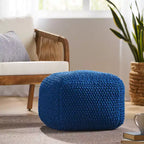 Pouf carré en maille de coton moderne