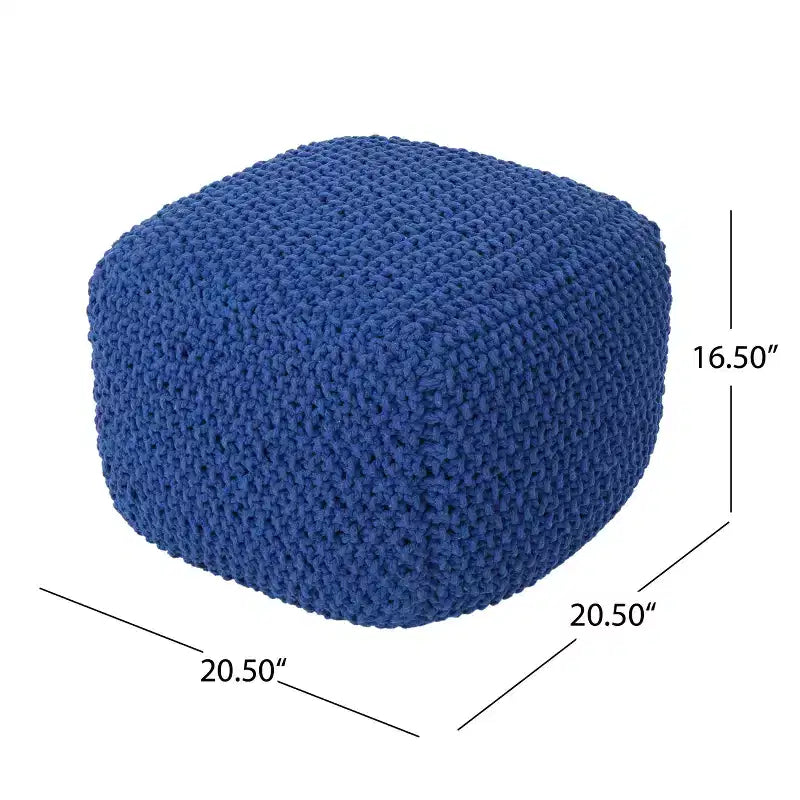 Modern Cotton Knit Square Pouf