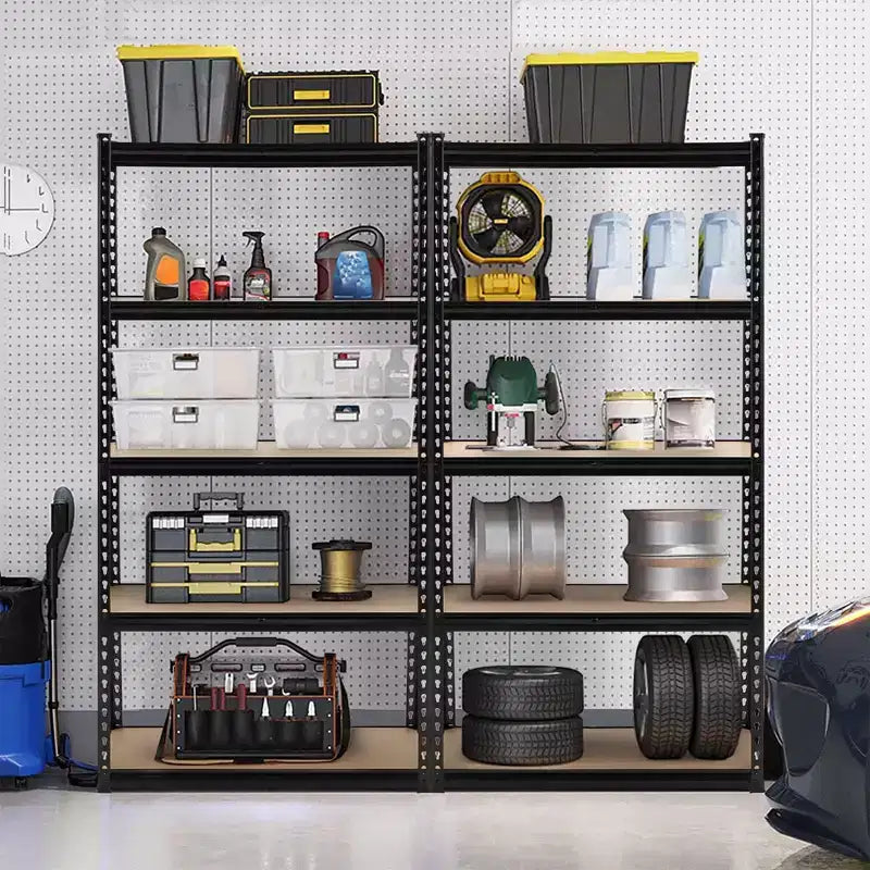 Heavy Duty Storage Shelves - 5-Tier Adjustable Metal Shelving Unit for Garage, Basement & Pantry Organization