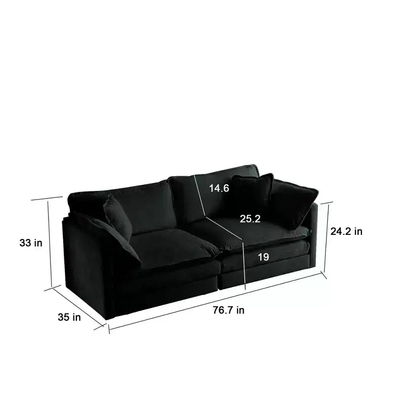 3 Piece Sofa with Arm Pillows and Toss Pillows Sofa Include 2 Piece of Arm Chair and One 2 Seat Sofa Green Chenille