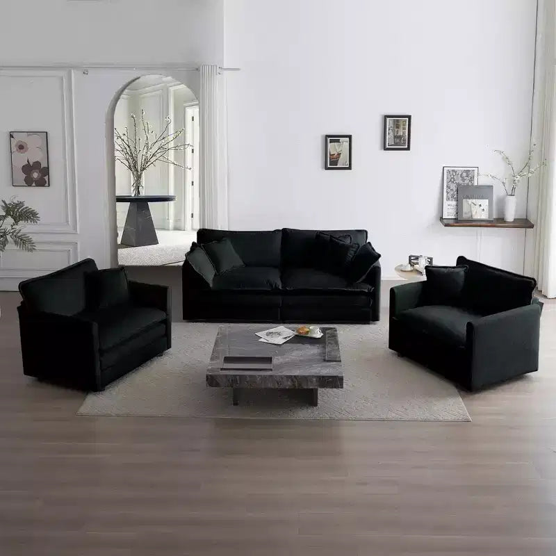 3 Piece Sofa with Arm Pillows and Toss Pillows Sofa Include 2 Piece of Arm Chair and One 2 Seat Sofa Green Chenille