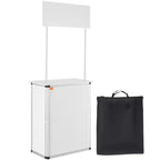 VEVOR Promotion Counter Table,Portable Tradeshow Podium Table, 30.91 x 14.96 x 71.46,Display Exhibition Counter Stand Booth Fair with Wall, White