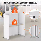 Comptoir de promotion, Table podium portable pour salon professionnel, 30.91 x 14.96 x 71.46, Stand d'exposition avec paroi, Blanc