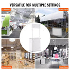 Comptoir de promotion, Table podium portable pour salon professionnel, 30.91 x 14.96 x 71.46, Stand d'exposition avec paroi, Blanc