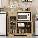 Meuble Micro-ondes de Cuisine avec 3 Portes, 1 Tiroir et Étagères Réglables, Buffet Vaisselier pour Cuisine, Salle à Manger et Salon