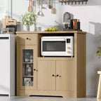 Meuble Micro-ondes de Cuisine avec 3 Portes, 1 Tiroir et Étagères Réglables, Buffet Vaisselier pour Cuisine, Salle à Manger et Salon