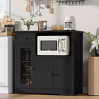 Meuble Micro-ondes de Cuisine avec 3 Portes, 1 Tiroir et Étagères Réglables, Buffet Vaisselier pour Cuisine, Salle à Manger et Salon