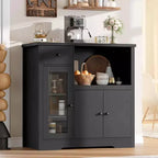 DobleePy Kitchen Microwave Cabinet with 3 Doors, 1 Drawer & Adjustable Shelves, Buffet Sideboard Storage for Kitchen, Dining & Living Room