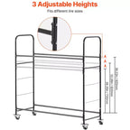 Support de rangement pour pneus roulant, porte-pneus à 2 étagères et remorque de transport pour garage, chariot de rangement pour pneus en acier robuste avec roues, noir