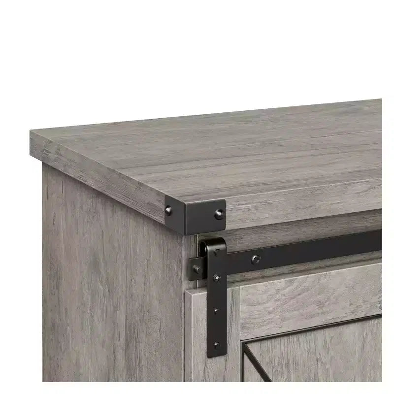 Farmhouse TV Stand for TVs up to 65, Entertainment Center with Sliding Barn Doors & Adjustable Shelf for Living Room