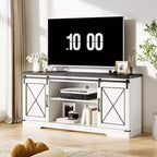 Meuble TV de ferme pour téléviseurs jusqu'à 65 pouces, meuble de divertissement avec portes coulissantes de grange et étagère réglable pour salon