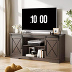 Meuble TV de ferme pour téléviseurs jusqu'à 65 pouces, meuble de divertissement avec portes coulissantes de grange et étagère réglable pour salon