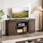 GustoWave Farmhouse TV Stand for TVs up to 65, Entertainment Center with Sliding Barn Doors & Adjustable Shelf for Living Room