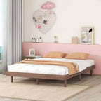 Lit plateforme flottant grand format, design moderne avec tête de lit, pied de lit, longerons, assemblage facile, aucun sommier tapissier requis
