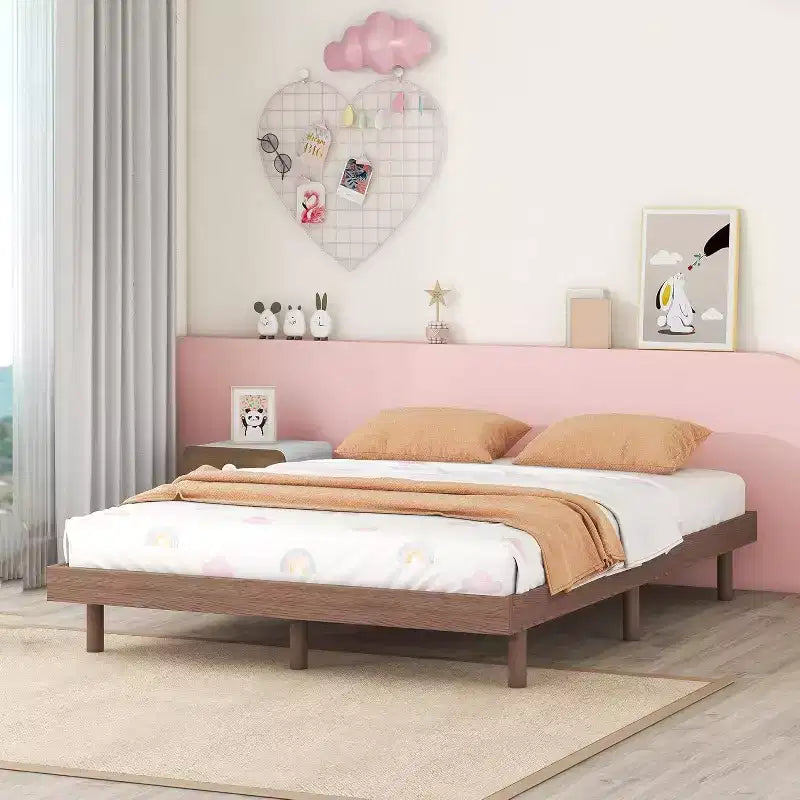 Full Size Floating Platform Bed Frame, Modern Design with Headboard, Footboard, Siderail, Easy Assembly, No Box Spring Needed