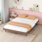 Lit plateforme flottant grand format, design moderne avec tête de lit, pied de lit, longerons, assemblage facile, aucun sommier tapissier requis