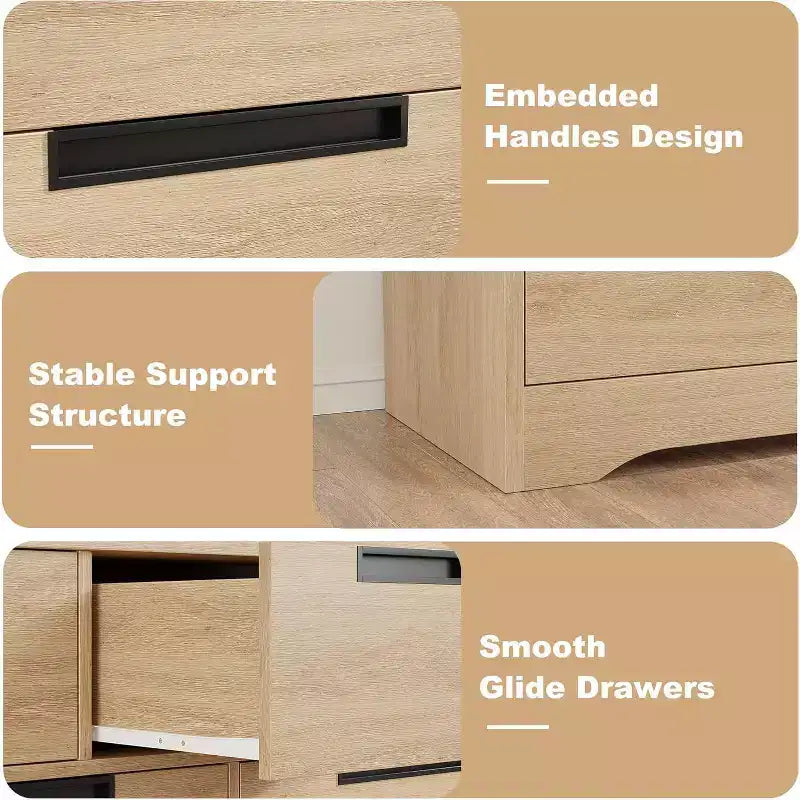5 Drawer Dresser, Chest of Drawers with Embedded Handles, Dresser Organizer for Living Room, Nursery, Hallway and Entryway