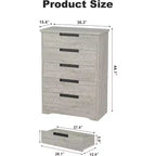 Commode à 5 tiroirs, avec poignées intégrées, Organiseur pour salon, chambre d'enfant, couloir et entrée
