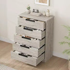 Commode à 5 tiroirs, avec poignées intégrées, Organiseur pour salon, chambre d'enfant, couloir et entrée