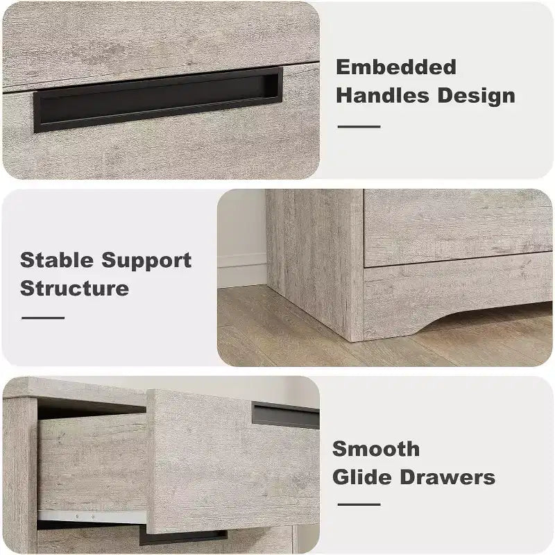 5 Drawer Dresser, Chest of Drawers with Embedded Handles, Dresser Organizer for Living Room, Nursery, Hallway and Entryway