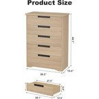 Commode à 5 tiroirs, avec poignées intégrées, Organiseur pour salon, chambre d'enfant, couloir et entrée