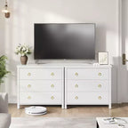 Commode large et moderne avec tiroirs, commodes en bois autoportantes pour chambre à coucher, chambre d'enfant, salon, blanc