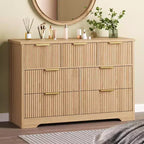 Commode cannelée pour chambre à coucher avec 7 tiroirs, commode moderne de 120 cm pour chambre à coucher
