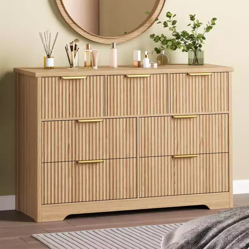 Fluted Dresser for Bedroom with 7 Drawers, 47.24 Modern Dressers for Bedroom