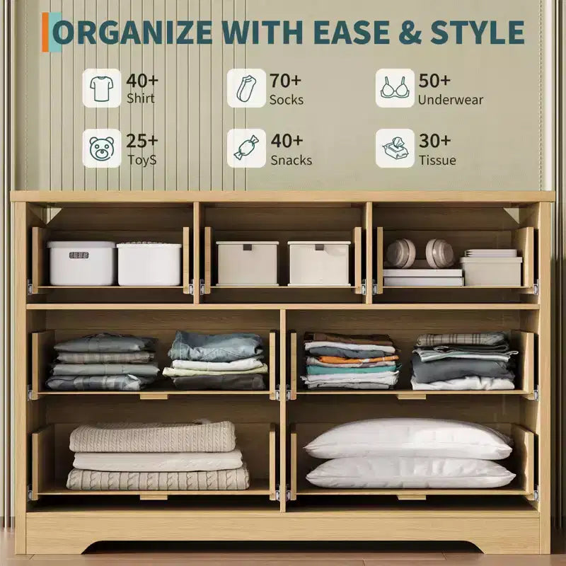 Fluted Dresser for Bedroom with 7 Drawers, 47.24 Modern Dressers for Bedroom