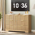Commode cannelée pour chambre à coucher avec 7 tiroirs, commode moderne de 120 cm pour chambre à coucher