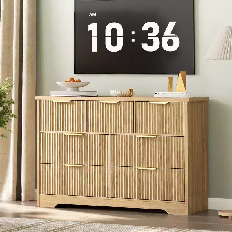 Fluted Dresser for Bedroom with 7 Drawers, 47.24 Modern Dressers for Bedroom