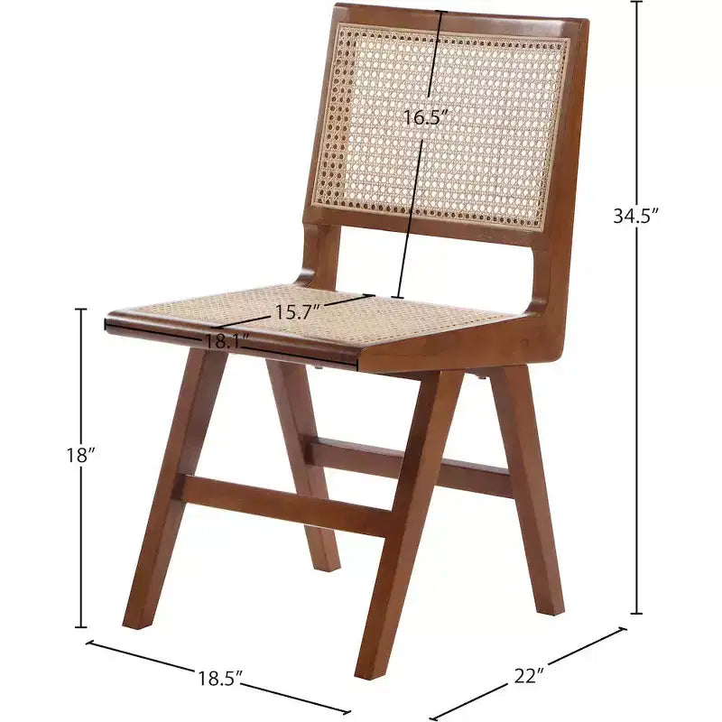 Walnut Wood Dining Side Chair, of 2