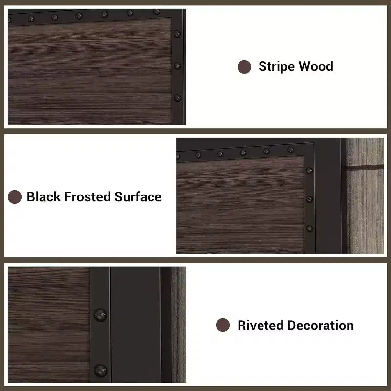 Bed Frame with Four Storage Drawers, Platform Bed with Headboard & Riveted Decoration, Metal Slat Frame