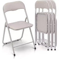 Folding Chairs with Cushion, Outdoor & Indoor Event Portable Metal Folding Chairs with Non-Slip Feet Pads Stackable Chairs