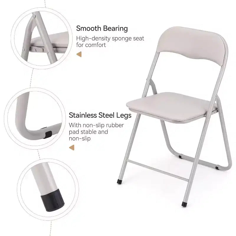 Folding Chairs with Cushion, Outdoor & Indoor Event Portable Metal Folding Chairs with Non-Slip Feet Pads Stackable Chairs