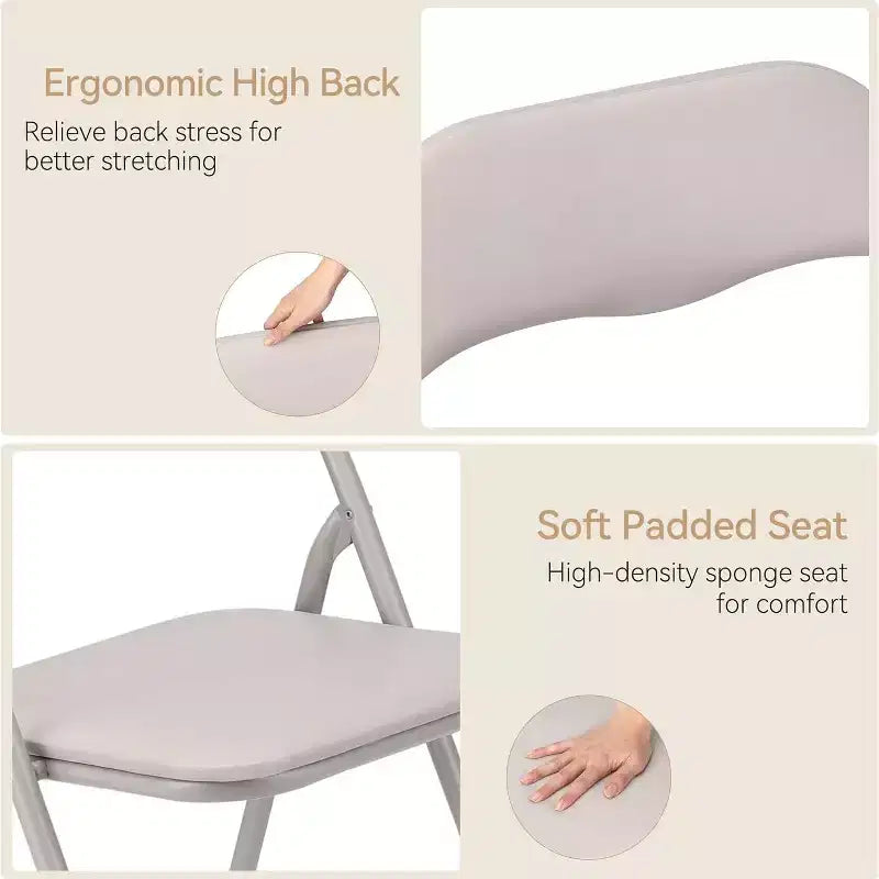 Folding Chairs with Cushion, Outdoor & Indoor Event Portable Metal Folding Chairs with Non-Slip Feet Pads Stackable Chairs