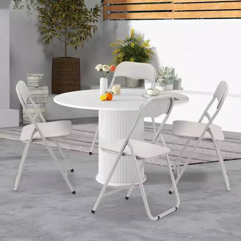 Folding Chairs with Cushion, Outdoor & Indoor Event Portable Metal Folding Chairs with Non-Slip Feet Pads Stackable Chairs