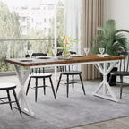 Table de salle à manger de ferme pour 6 personnes, table à manger rectangulaire en bois de 180 cm avec pieds métalliques extra robustes