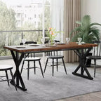 Table de salle à manger de ferme pour 6 personnes, table à manger rectangulaire en bois de 180 cm avec pieds métalliques extra robustes